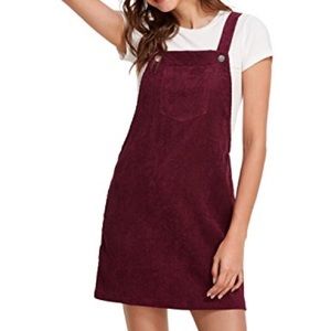 Red corduroy overall dress